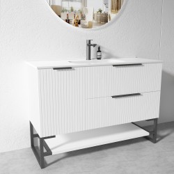 3D-2W 1200x450x850mm White Floor Standing Plywood Vanity with Stainless Black Frame Leg And Shelf 3D-2W 1200x450x850mm White Floor Standing Plywood Vanity with Stainless Black Frame Leg And Shelf